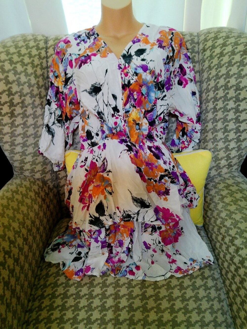 Umgee Kindness Grows Small Layered Dress  Floral Gathered Sleeve